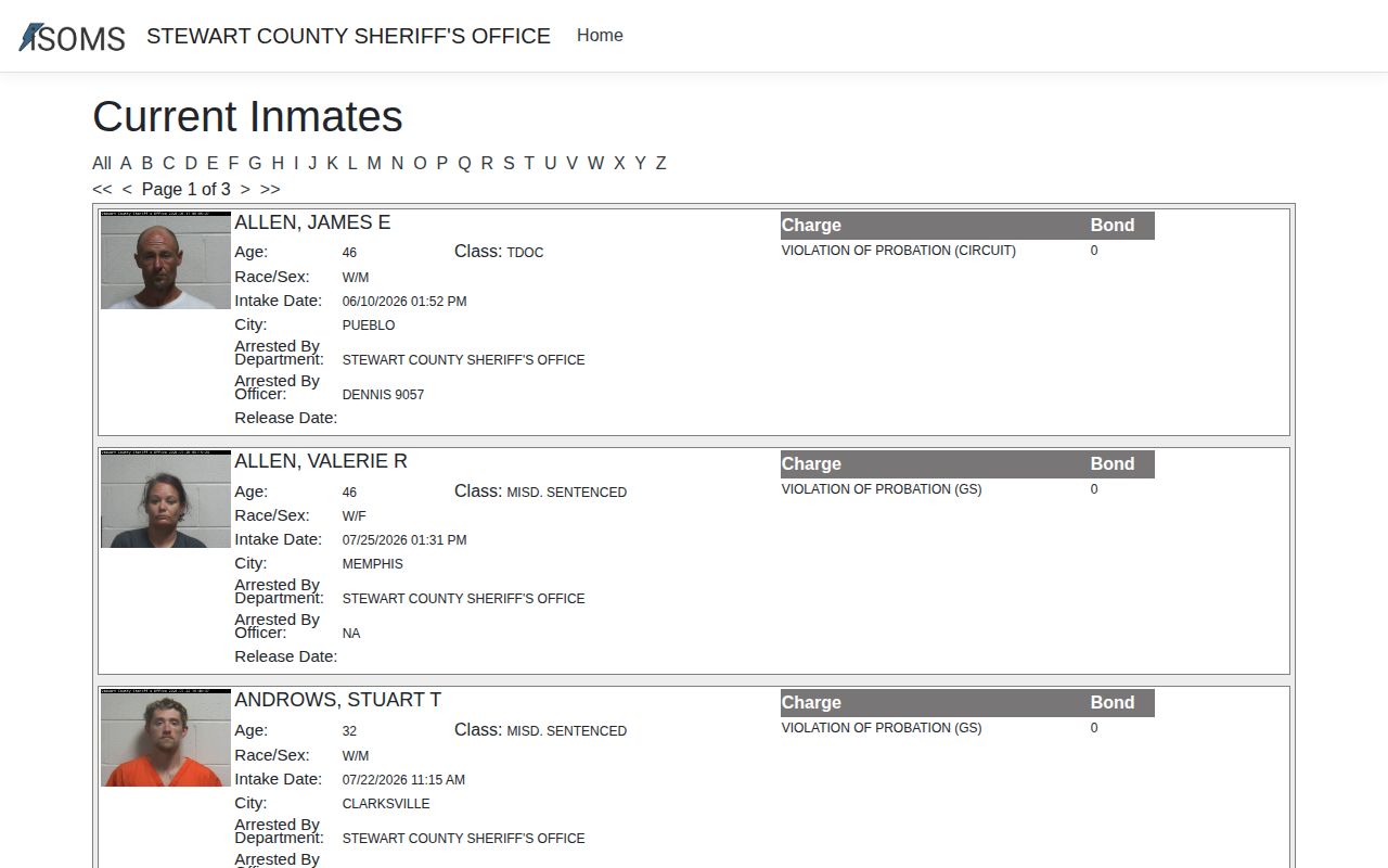 Stewart County recent arrests portal navigation